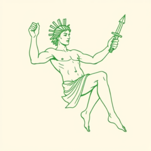 Green Ink Outline Apollo Tattoo