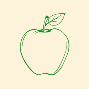 Green Ink Outline Apple Tattoo