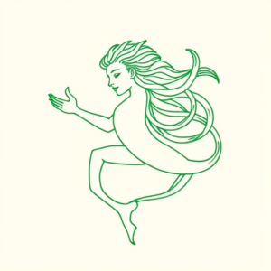 Green Ink Outline Aquarius Tattoo