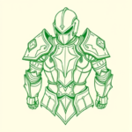 Green Ink Outline Armor Tattoo