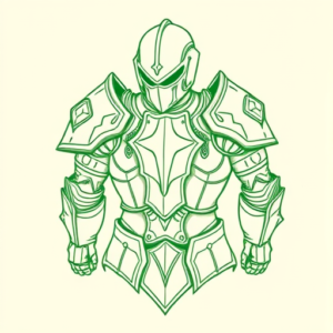 Green Ink Outline Armor Tattoo