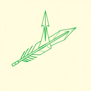 Green Ink Outline Arrowhead Tattoo