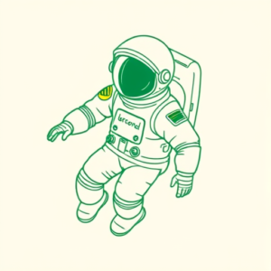 Green Ink Outline Astronaut Tattoo