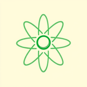 Green Ink Outline Atomic Tattoo