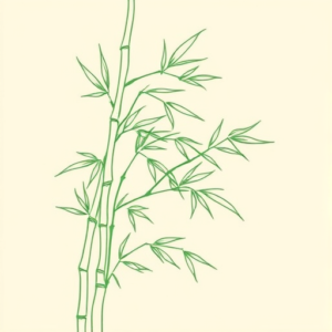 Green Ink Outline Bamboo Tattoo