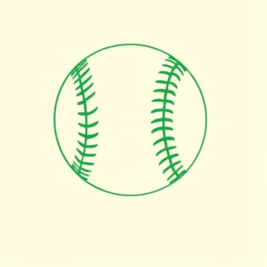 Green Ink Outline Baseball Tattoo