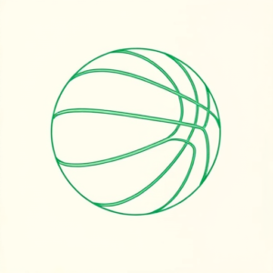 Green Ink Outline Basketball Tattoo