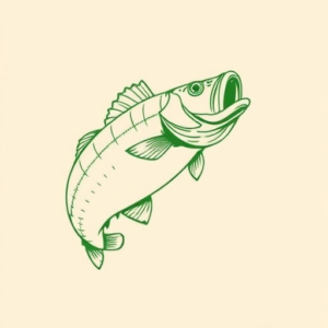 Green Ink Outline Bass Tattoo