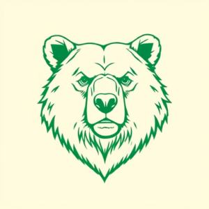 Green Ink Outline Bear Tattoo