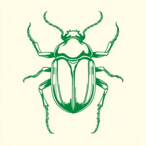 Green Ink Outline Beetle Tattoo