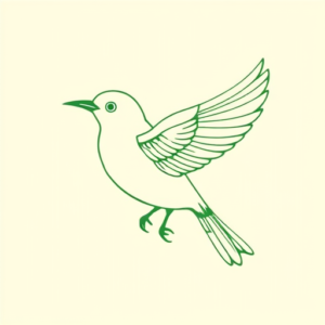 Green Ink Outline Bird Tattoo