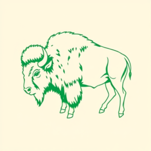Green Ink Outline Bison Tattoo