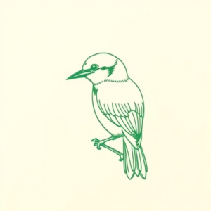 Green Ink Outline Bluebird Tattoo