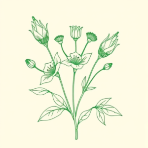 Green Ink Outline Botanical Tattoo