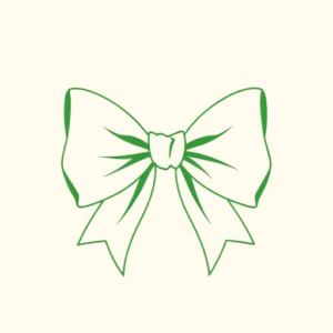 Green Ink Outline Bow Tattoo