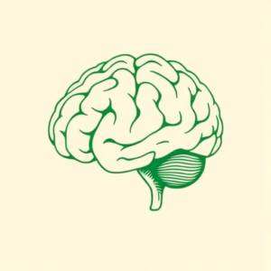 Green Ink Outline Brain Tattoo