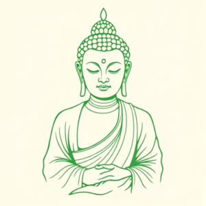 Green Ink Outline Buddha Tattoo