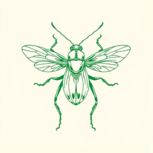 Green Ink Outline Bug Tattoo