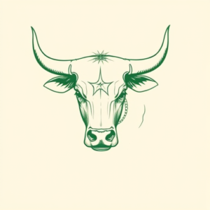 Green Ink Outline Bull Tattoo