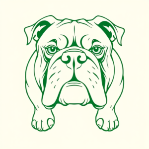 Green Ink Outline Bulldog Tattoo