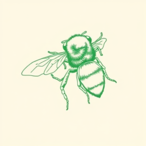 Green Ink Outline Bumblebee Tattoo