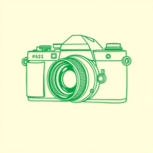 Green Ink Outline Camera Tattoo