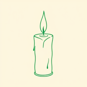 Green Ink Outline Candle Tattoo