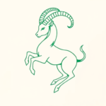 Green Ink Outline Capricorn Tattoo