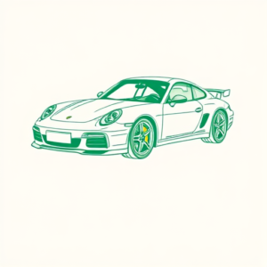 Green Ink Outline Car Tattoo
