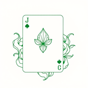 Green Ink Outline Card Tattoo