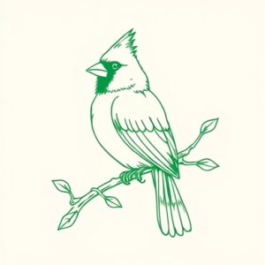 Green Ink Outline Cardinal Tattoo