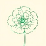 Green Ink Outline Carnation Tattoo