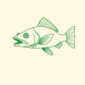 Green Ink Outline Catfish Tattoo