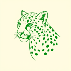 Green Ink Outline Cheetah Tattoo