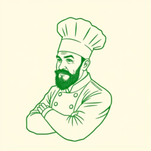 Green Ink Outline Chef Tattoo