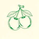 Green Ink Outline Cherry Tattoo