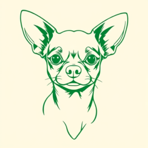 Green Ink Outline Chihuahua Tattoo