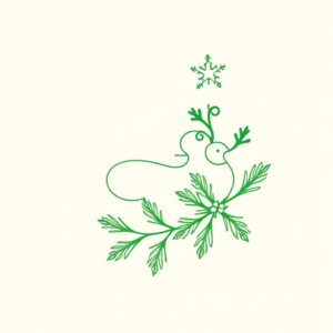 Green Ink Outline Christmas Tattoo