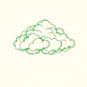 Green Ink Outline Cloud Tattoo