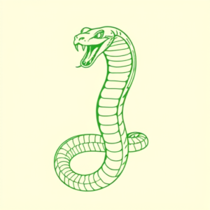 Green Ink Outline Cobra Tattoo