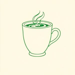 Green Ink Outline Coffee Tattoo