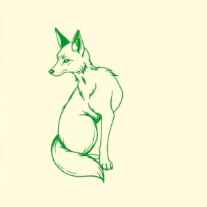 Green Ink Outline Coyote Tattoo