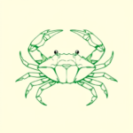 Green Ink Outline Crab Tattoo