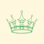 Green Ink Outline Crown Tattoo