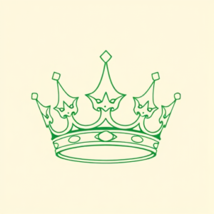Green Ink Outline Crown Tattoo