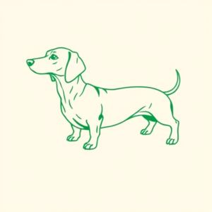 Green Ink Outline Dachshund Tattoo