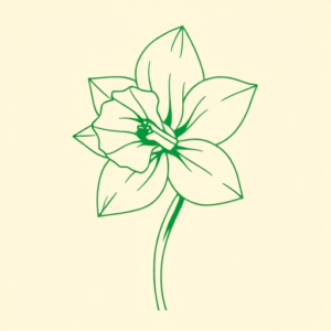 Green Ink Outline Daffodil Tattoo