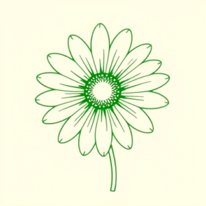 Green Ink Outline Daisy Tattoo