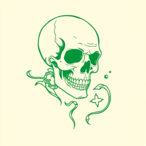 Green Ink Outline Death Tattoo