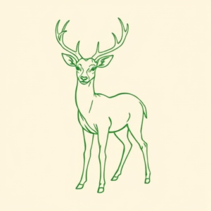 Green Ink Outline Deer Tattoo